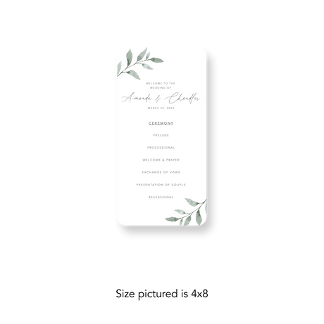 Green Sprig wedding program rounded corners