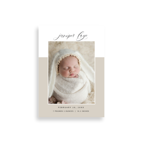 Half Page Tan birth announcement