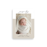 Half Page Tan birth announcement rounded corners