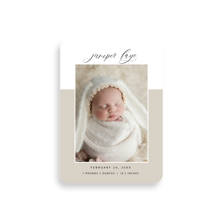 Half Page Tan birth announcement rounded corners