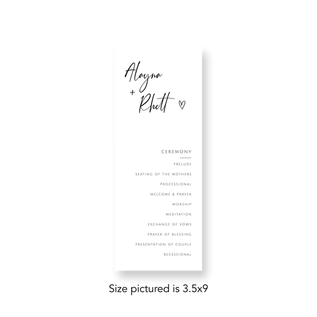 Hand Drawn Heart wedding program