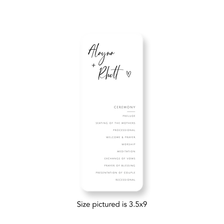 Hand Drawn Heart wedding program rounded corners