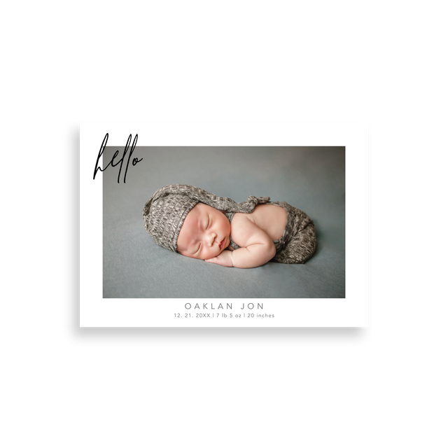 Hello birth announcement