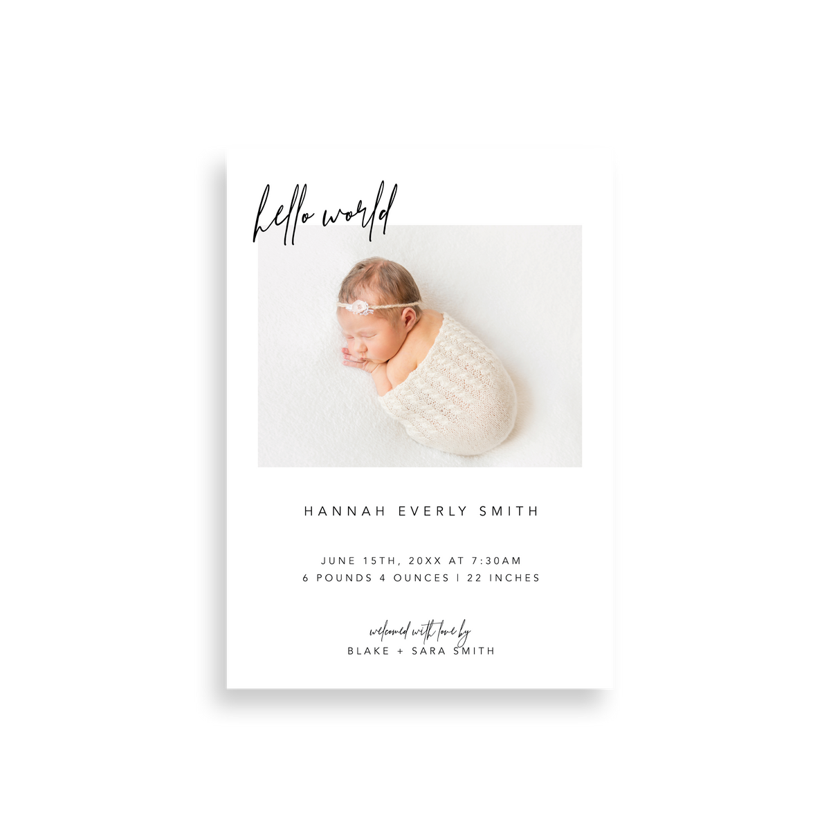 Hello World birth announcement