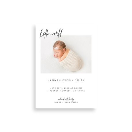 Hello World birth announcement