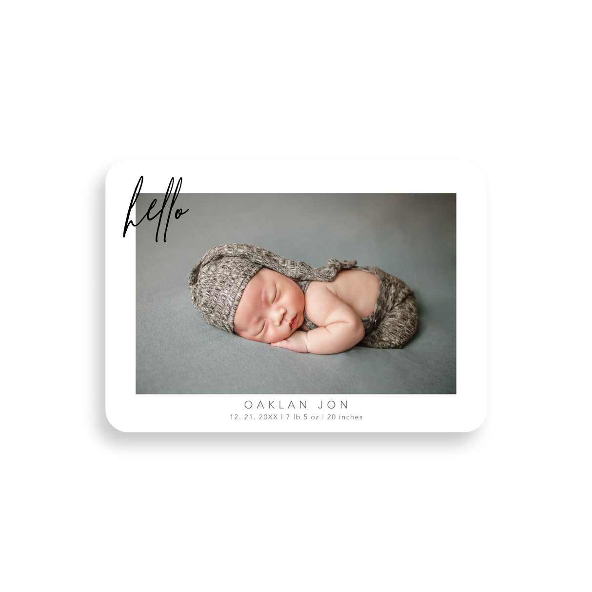 Hello birth announcement rounded corners
