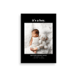 It's a Boy black birth announcement