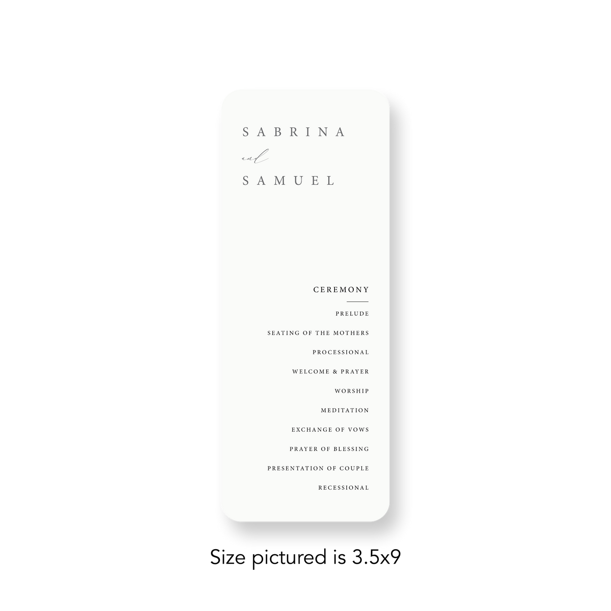 Ivory Classic wedding program rounded corners