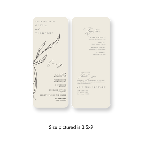 Ivory Leaf wedding program rounded corners