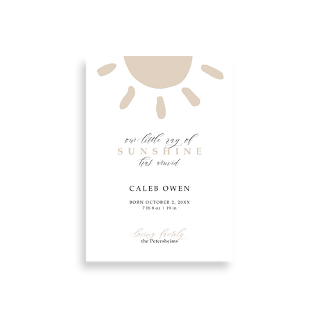 Little Ray of Sunshine birth announcement