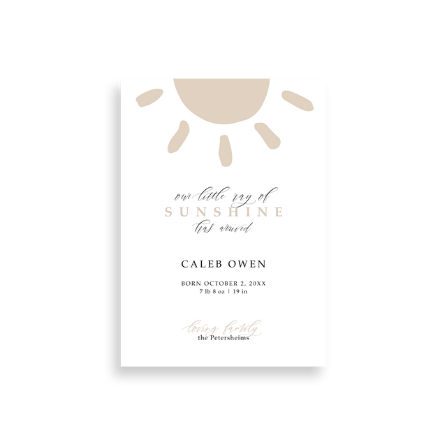 Little Ray of Sunshine birth announcement