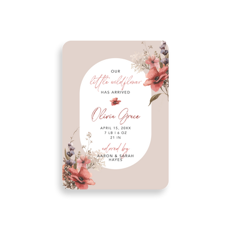 Little Wildflower birth announcement rounded corners