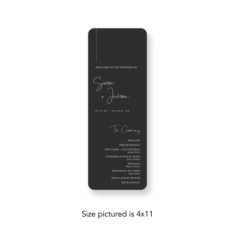 Matte Charcoal wedding program rounded corners