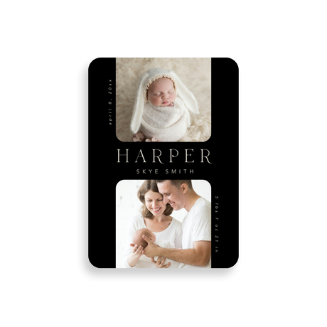 Minimal Double Photo birth announcement rounded corners