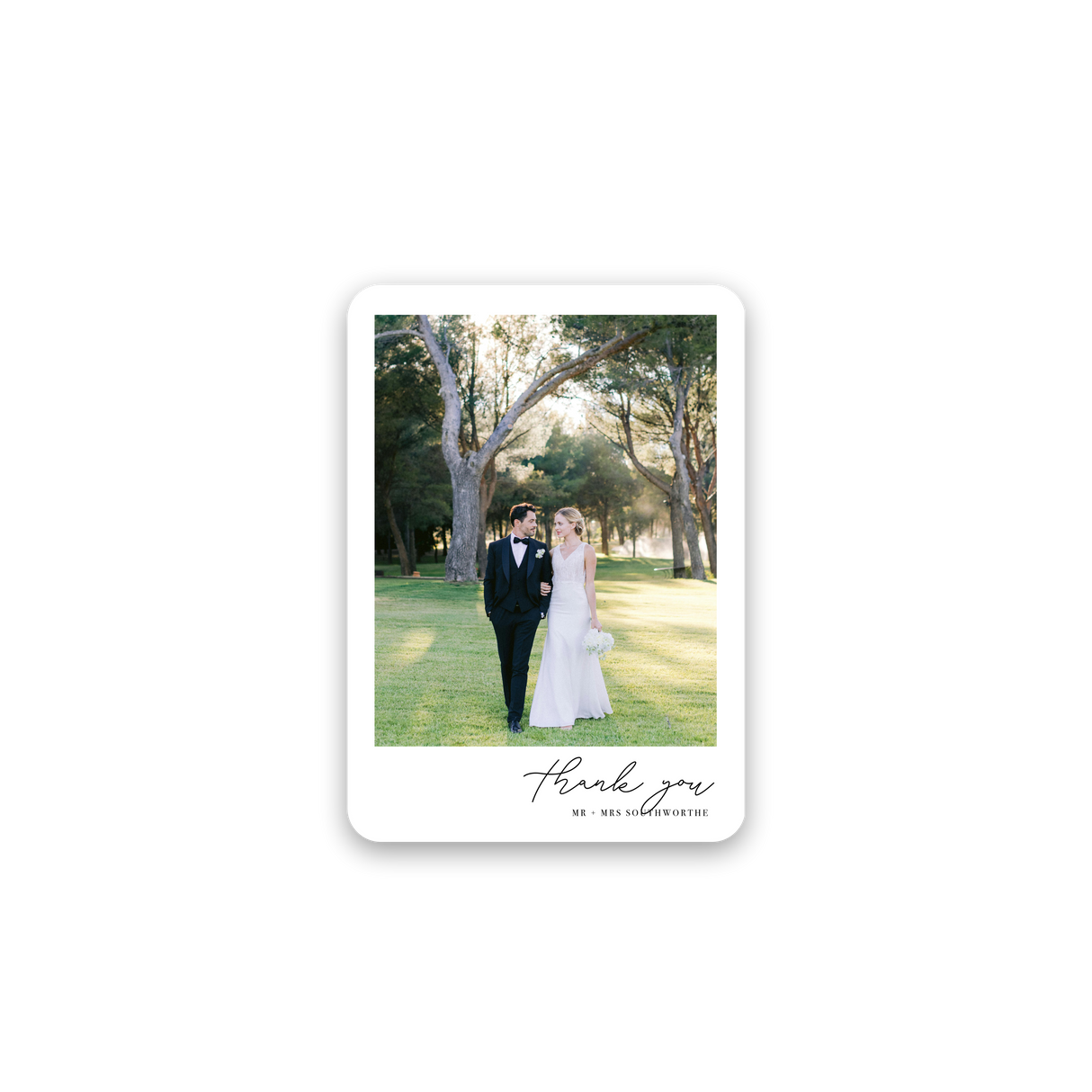 Minimal Elegant Wedding Thank You Card rounded
