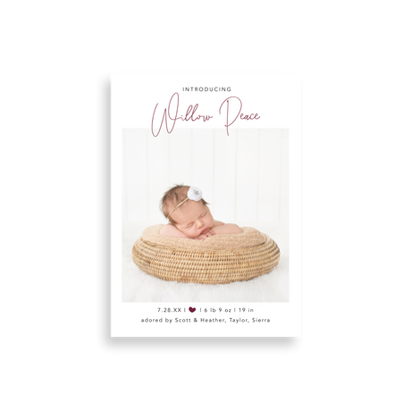 Minimalist birth announcement