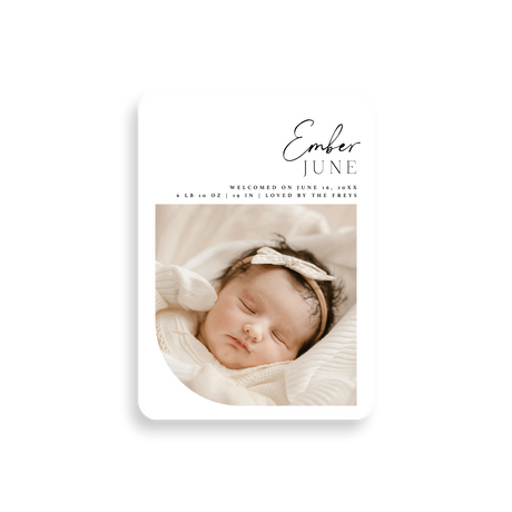 Modern Arc birth announcement rounded corners