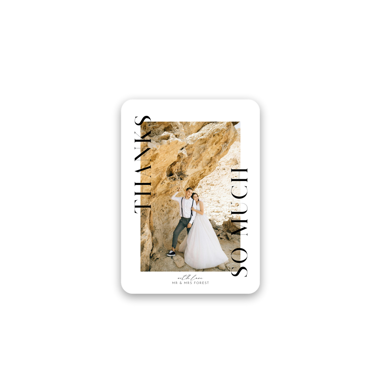 Modern Bold Name Wedding Thank You Card rounded