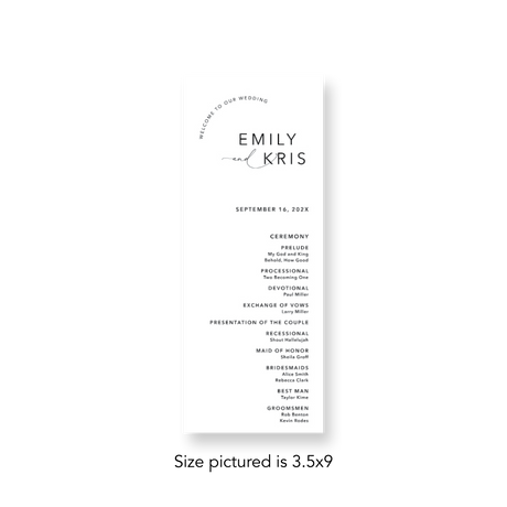 Modern Bold Name wedding program