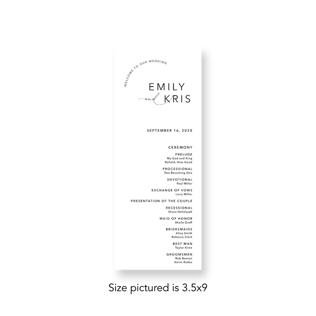 Modern Bold Name wedding program