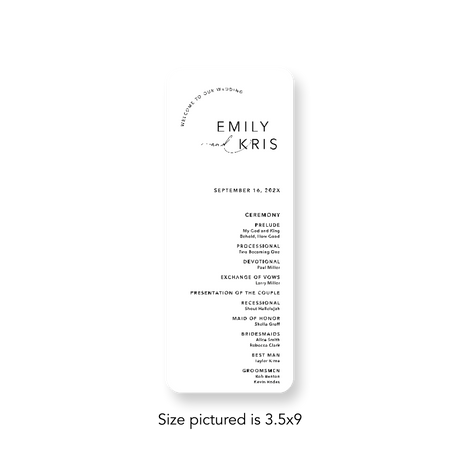 Modern Bold Name wedding program rounded corners