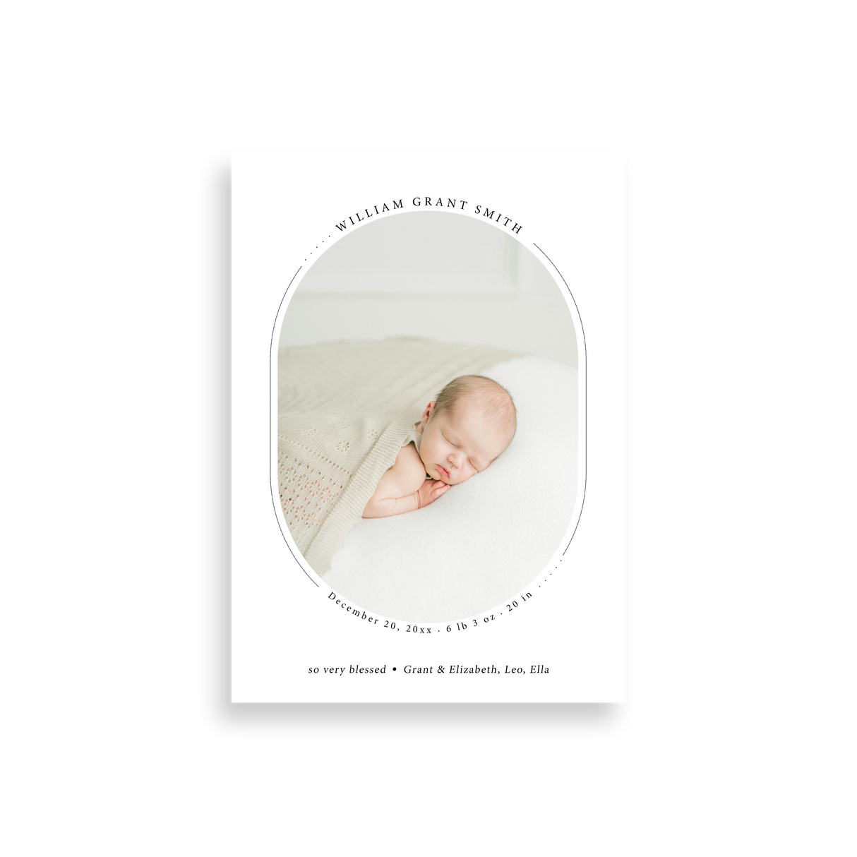 Modern Oval birth announcement