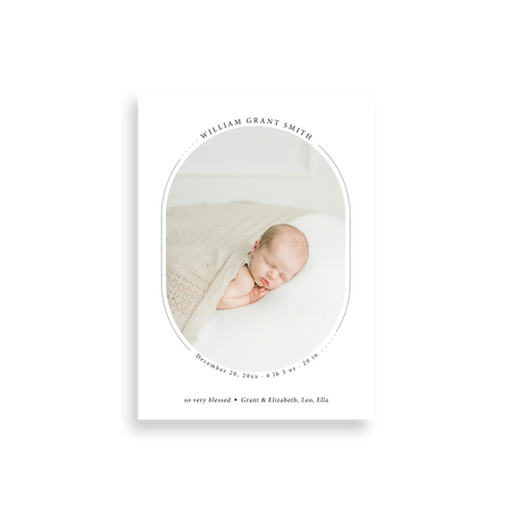 Modern Oval birth announcement