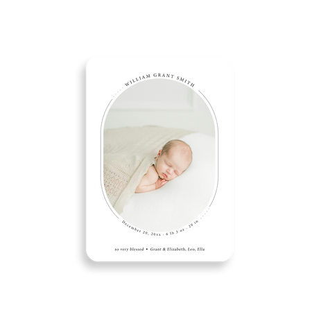 Modern Oval birth announcement rounded corners