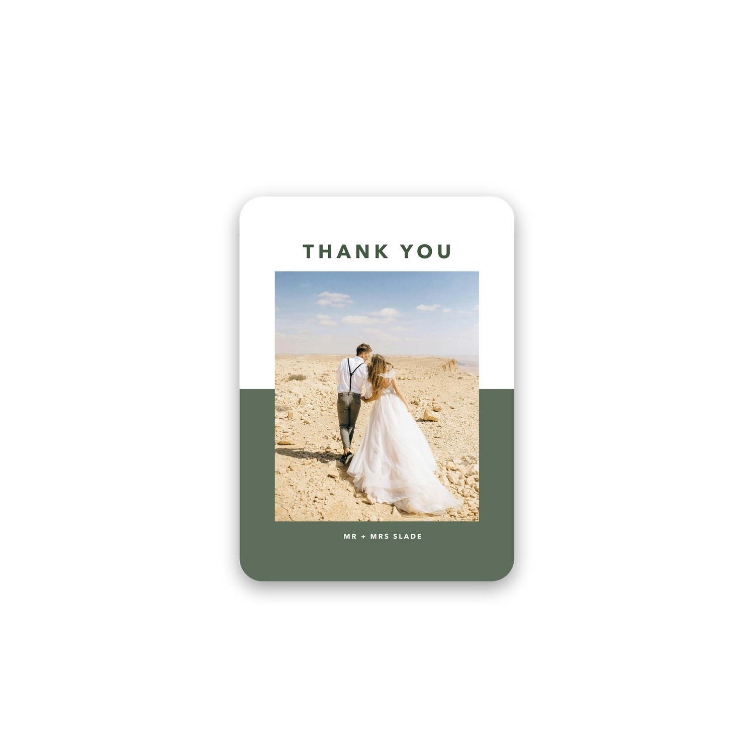 Modern Sage Wedding Thank You Card rounded