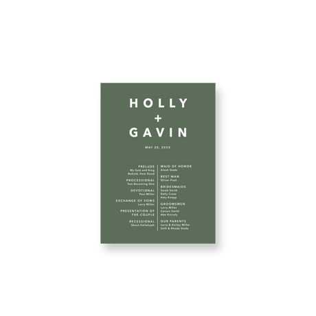 Modern Sage wedding program