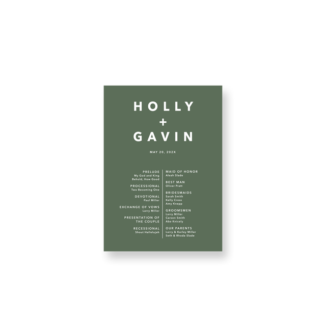 Modern Sage wedding program