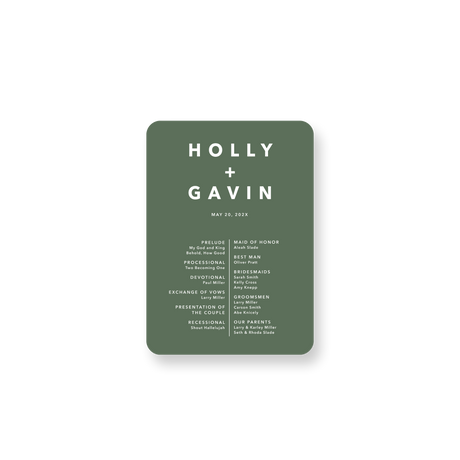 Modern Sage wedding program rounded corners