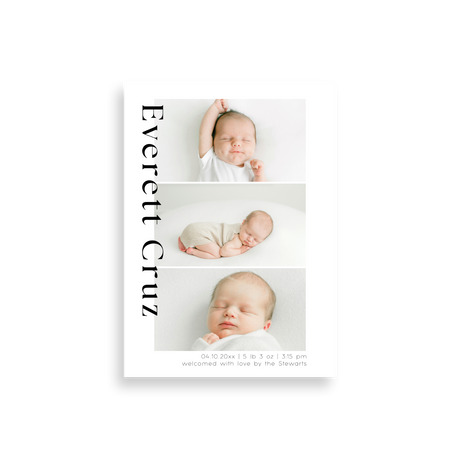 Modern Three Photo birth announcement