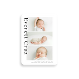 Modern Three Photo birth announcement rounded corners