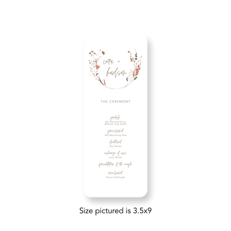 Modern Wildflower wedding program rounded corners