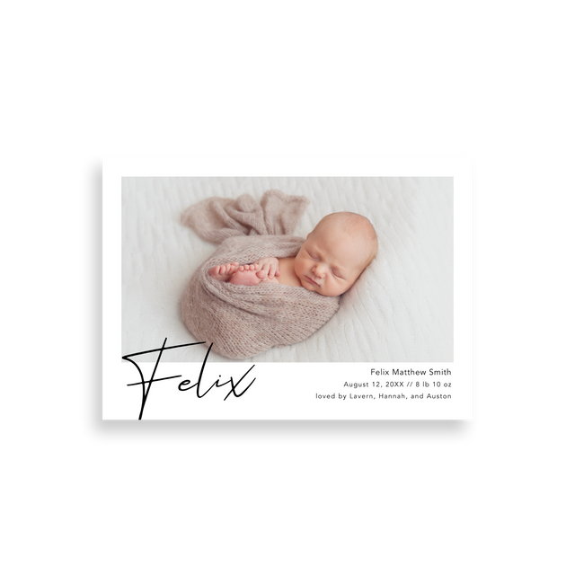 Name Script birth announcement