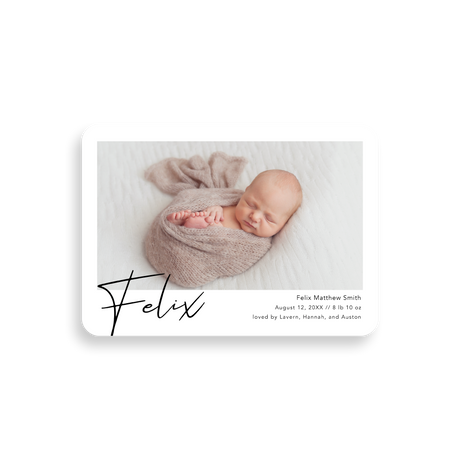 Name Script birth announcement rounded corners