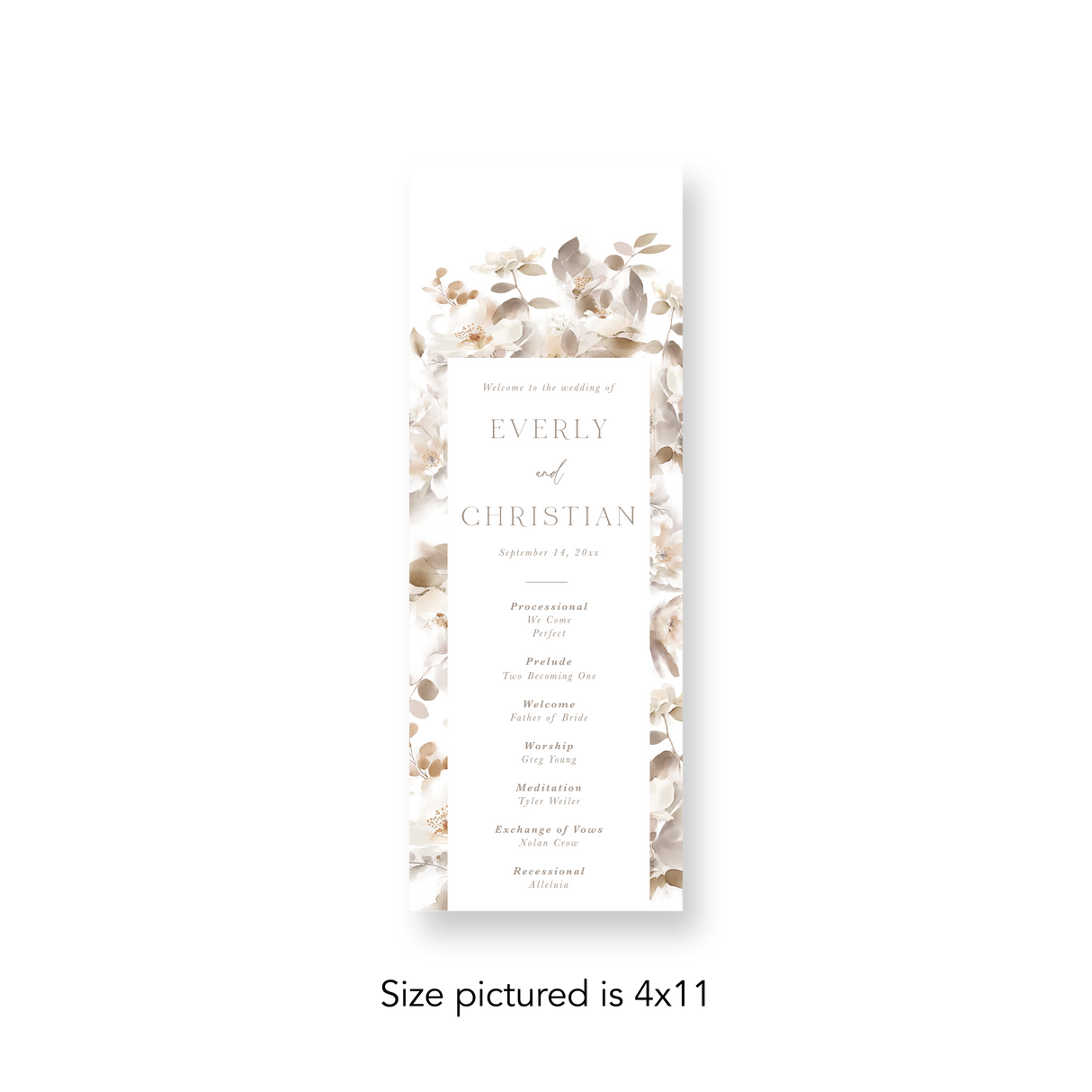 Neutral Floral wedding program