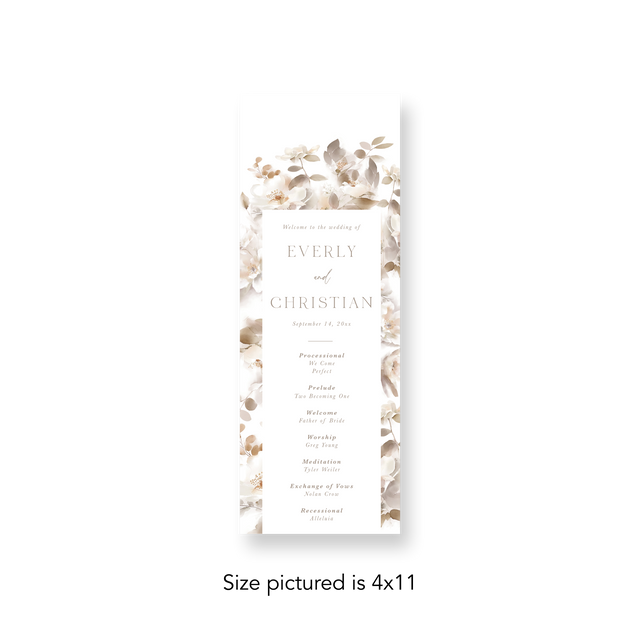 Neutral Floral wedding program