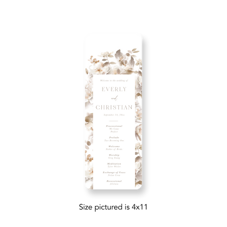 Neutral Floral wedding program rounded corners