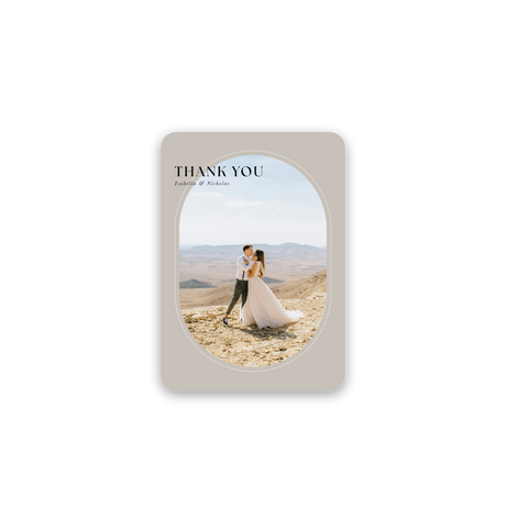 Neutral Oval Wedding Thank You Card