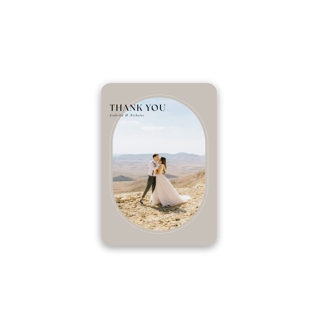 Neutral Oval Wedding Thank You Card