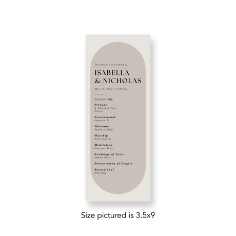 Neutral Oval wedding program
