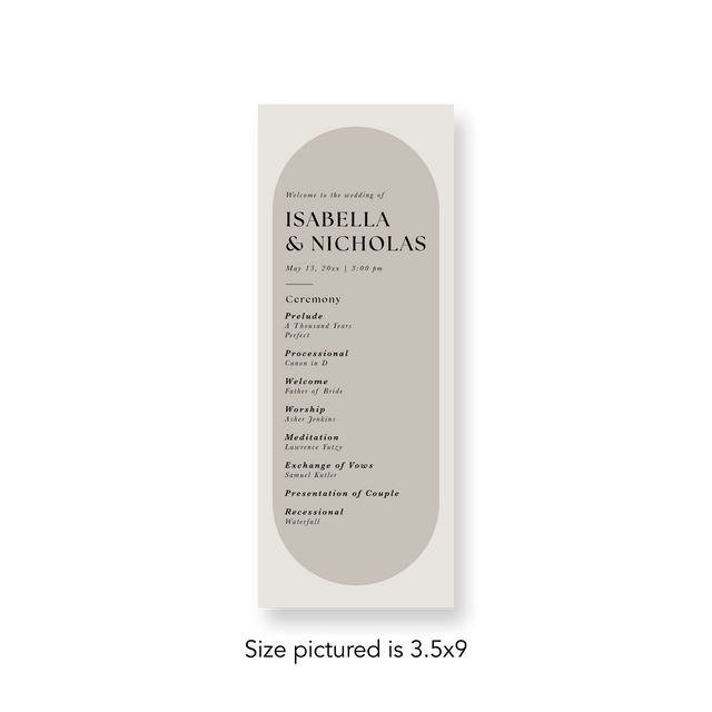 Neutral Oval wedding program
