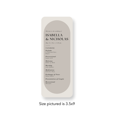 Neutral Oval wedding program rounded corners