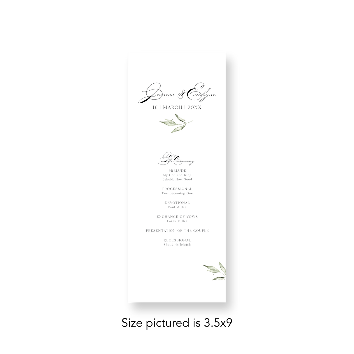 Olive Branch wedding program