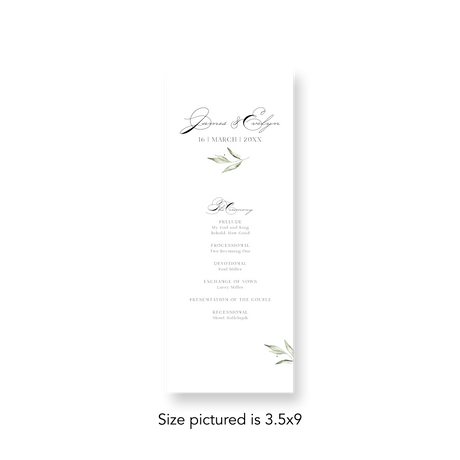Olive Branch wedding program