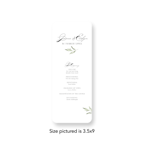 Olive Branch wedding program rounded corners