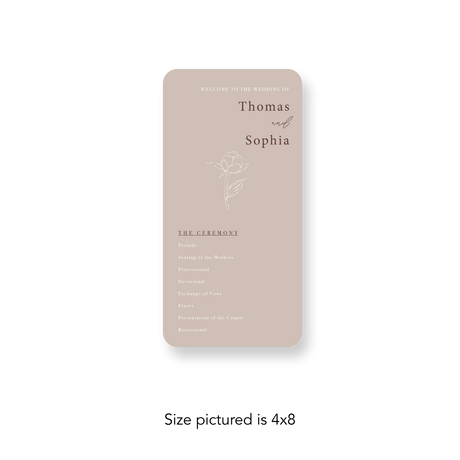 Peony wedding program rounded corners