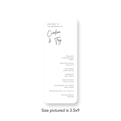 Prestige Script wedding program rounded corners